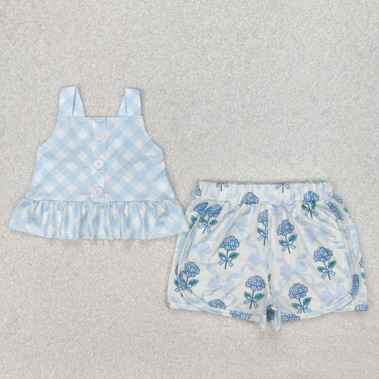 strap crop top hydrangea shorts set