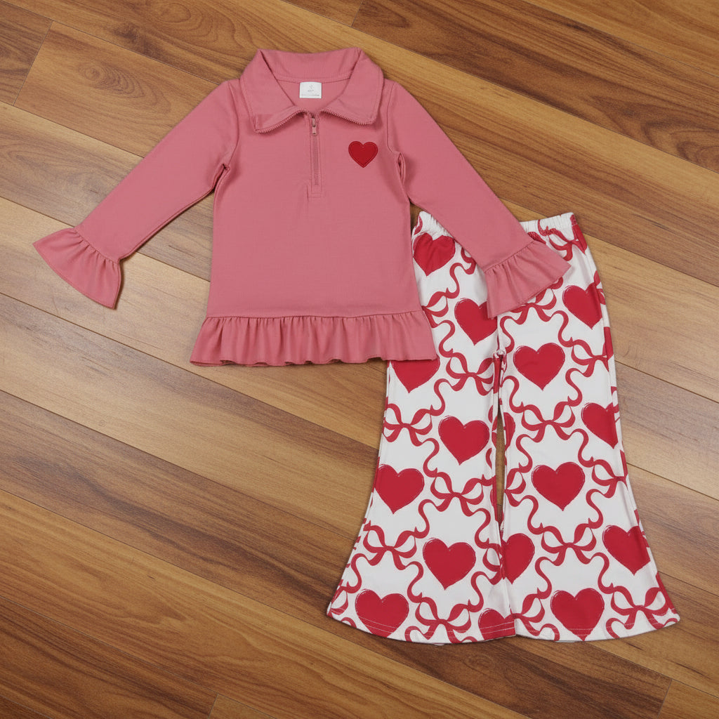 red heart coquette zip pullover belle pants set