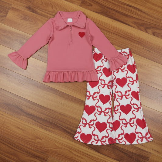 red heart coquette zip pullover belle pants set