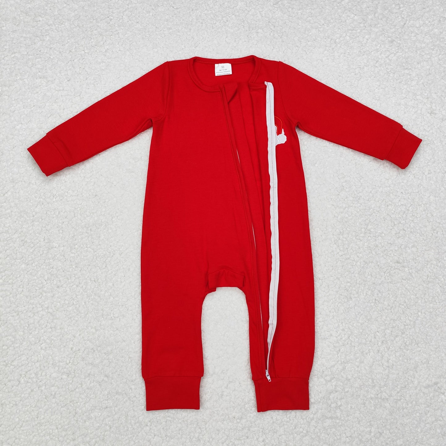 embroidery red cotton hohoho santa romper