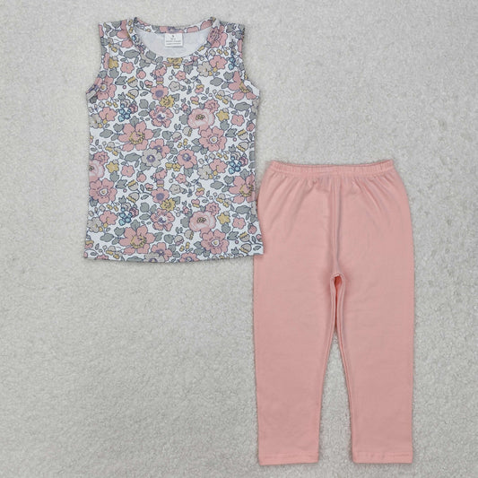 sleeveless floral top legging set spring girls outfit