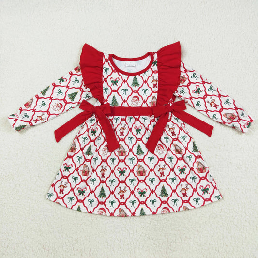 Christmas Trellis Santa Red and Green Reindeer Bows Trees Dress