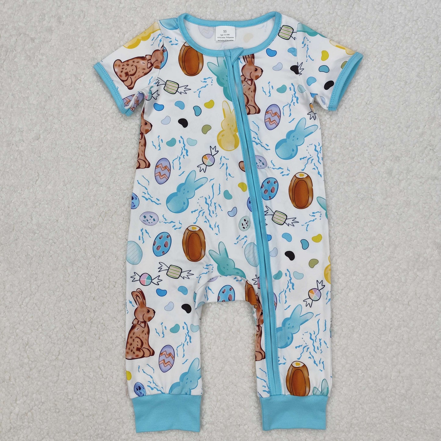 egg peeps bean easter boy zip sleeper
