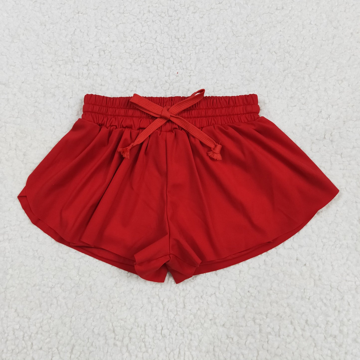 red solid color yoga girls sports shorts