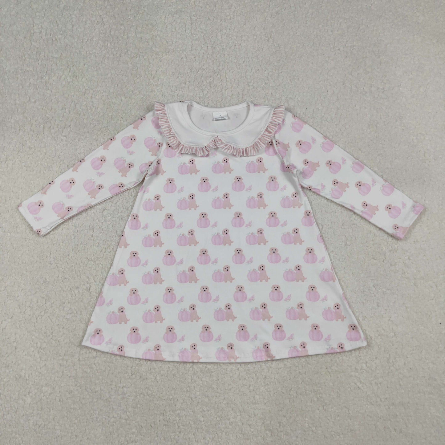 long sleeve puppy dog pink pumpkin twirl dress girl dresses
