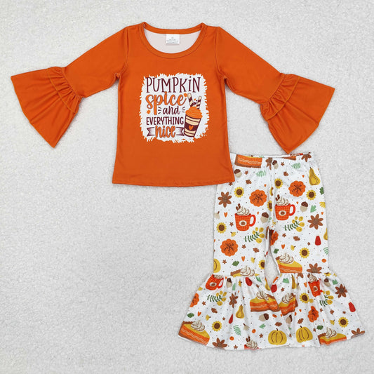 girl fall pumpkin spice bells outfit