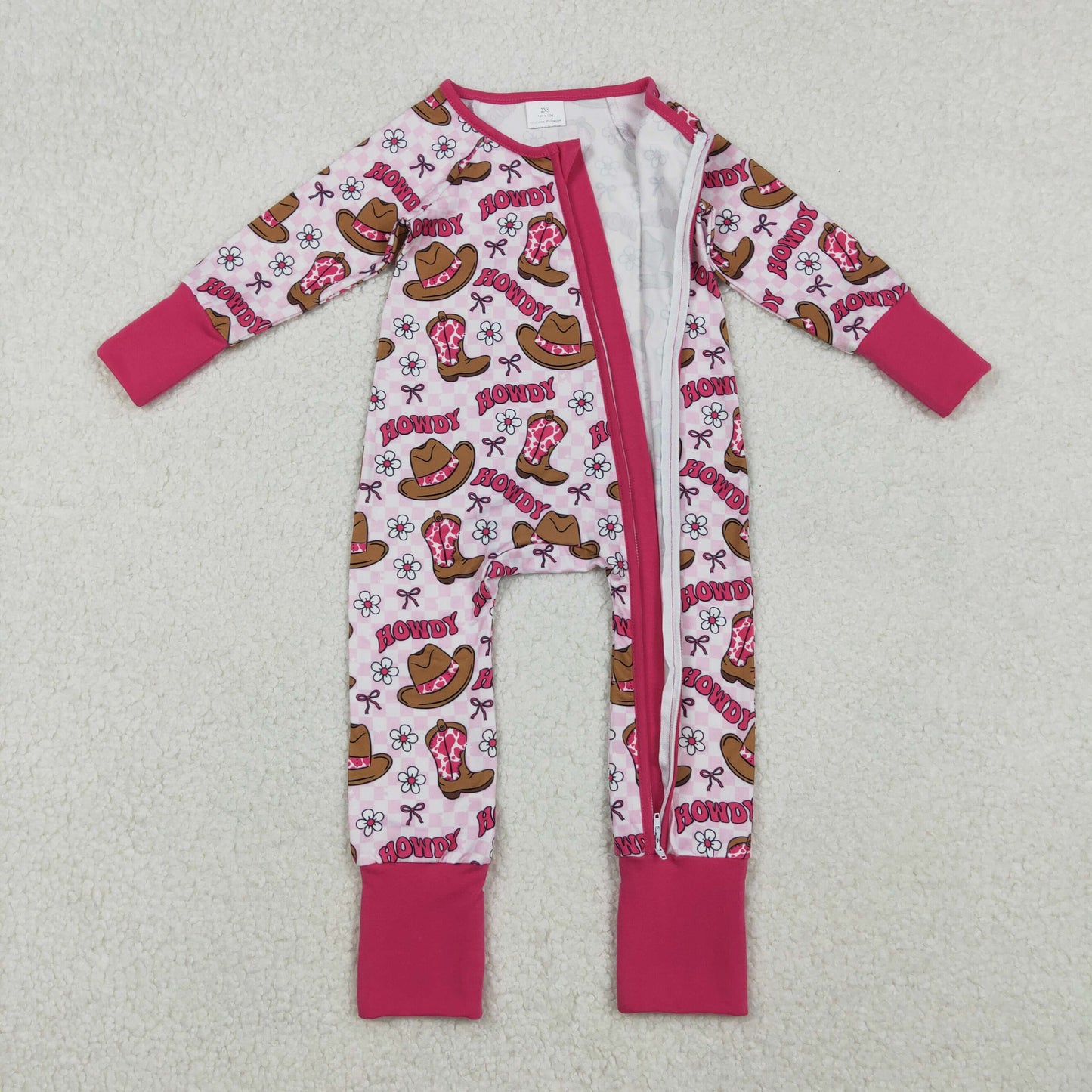 pink howdy cowgirl zipper sleeper