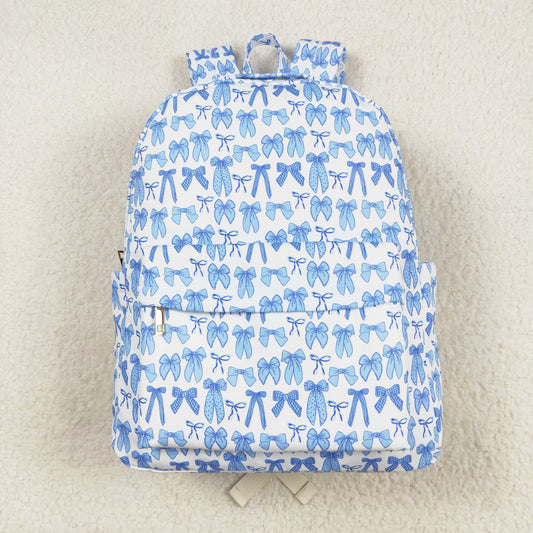 blue bow on white backpack children bags