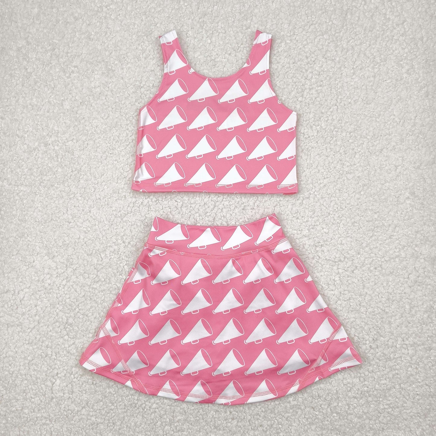 pink cheer two pieces athletic skort dress set
