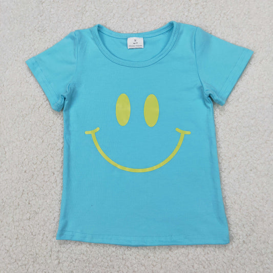 blue smile print t-shirt (digital print)