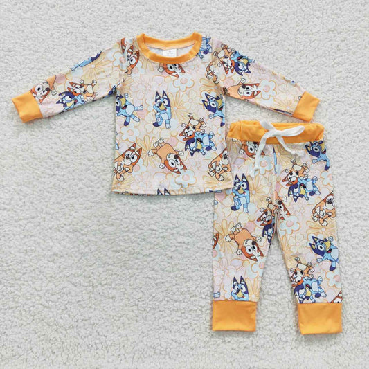 yellow bluey boys pajama set