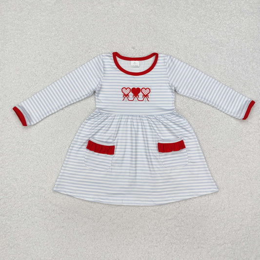 valentine stripes heart embroidered dress