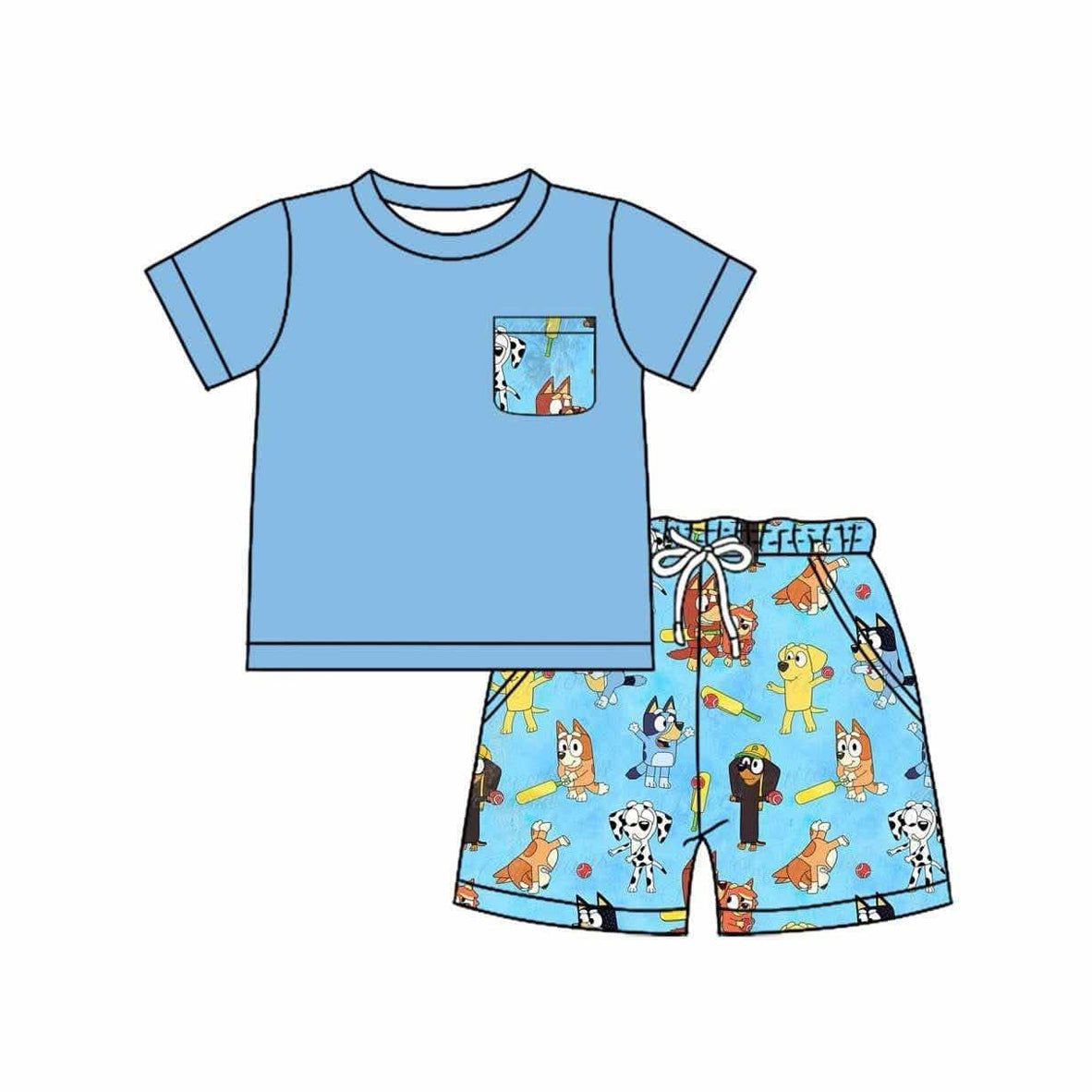 Split-CLOSE 8th Feb cartoon dog boys shorts set