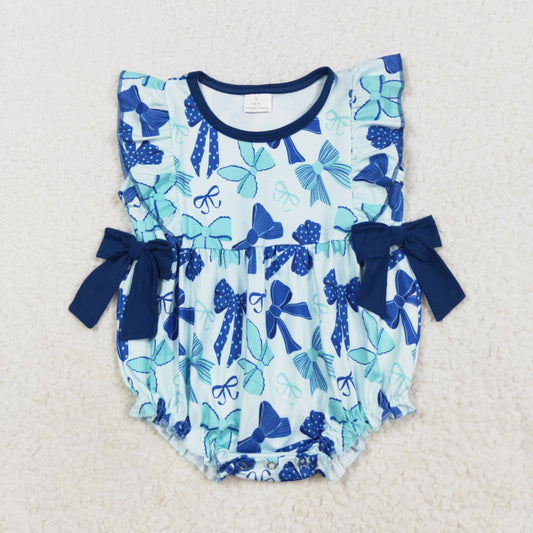 blue bow print summer girl bubble