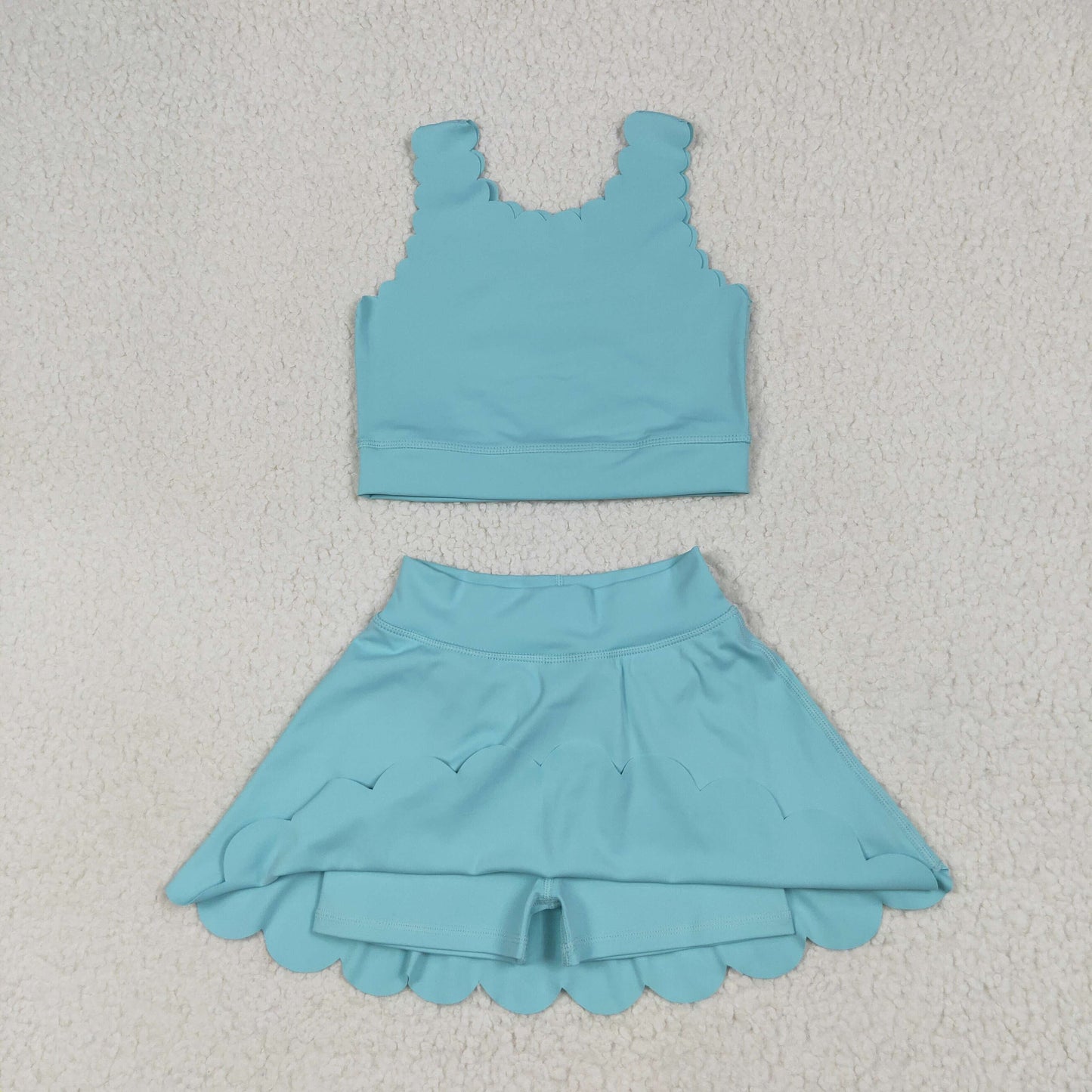 solid blue athletic dress yoga set