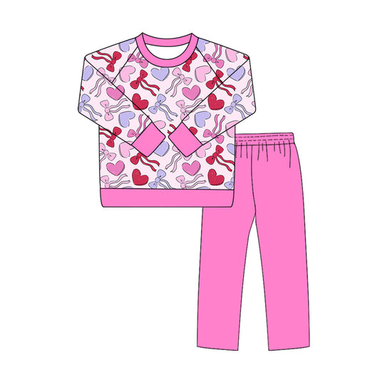 MOQ 8 TAT 6-8 weeks valentine's day heart pullover pink legging set