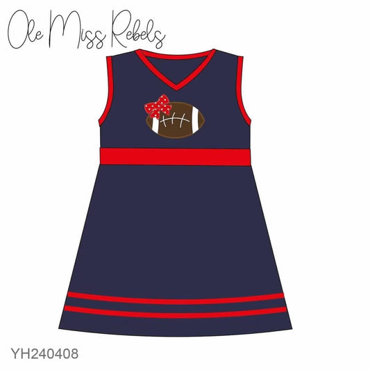 Split-CLOSE 26th Aug little girl football dress navy