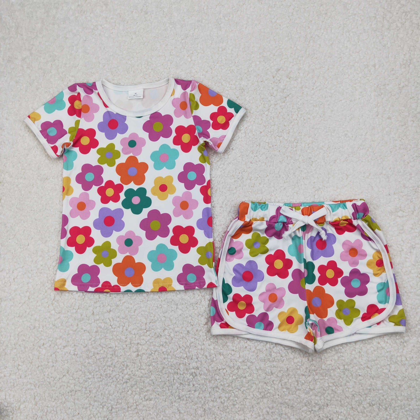 colorful flower shorts set