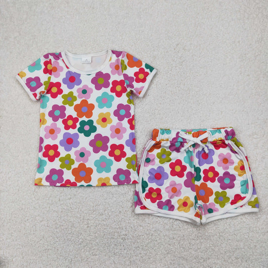 colorful flower shorts set