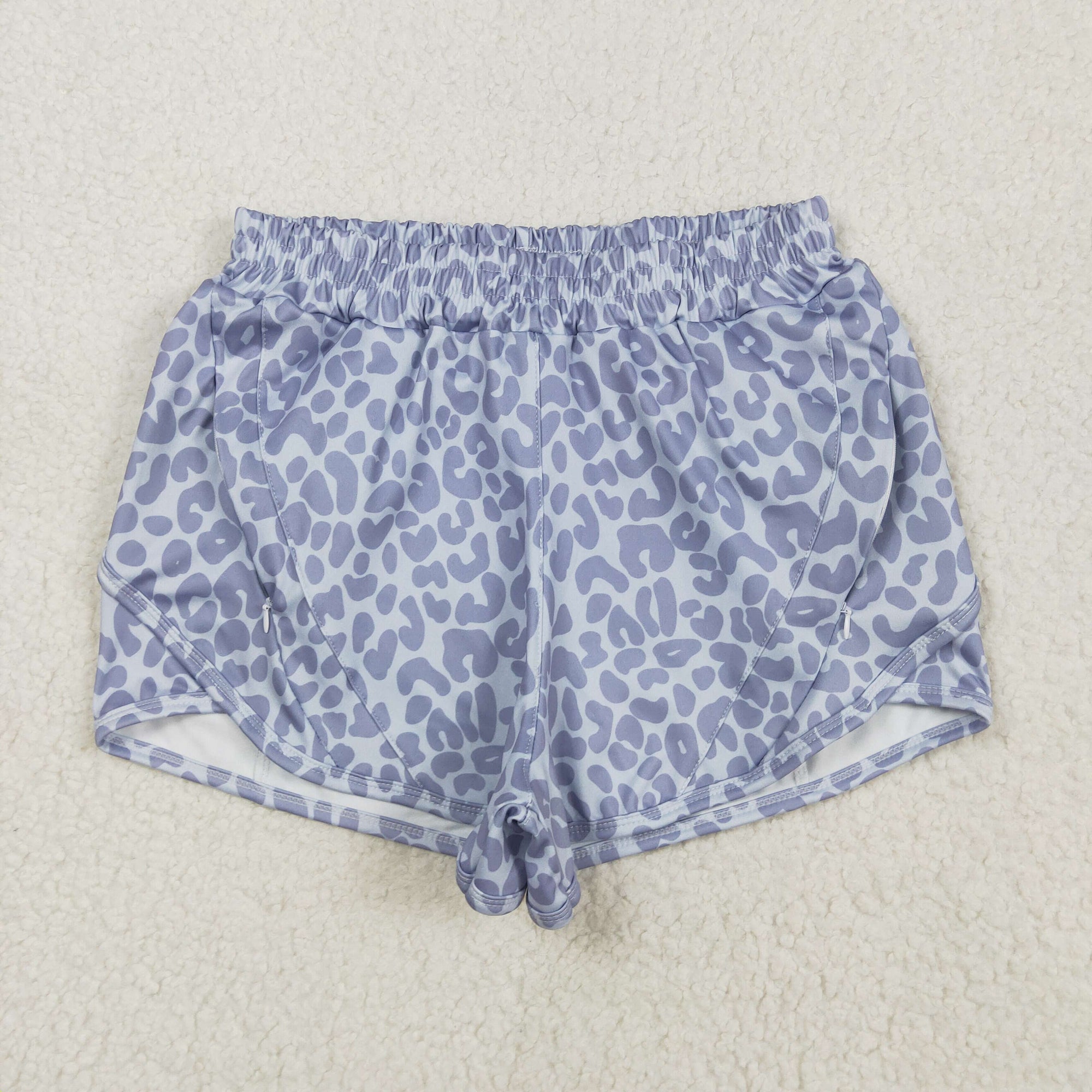 gray leopard athletic woman shorts