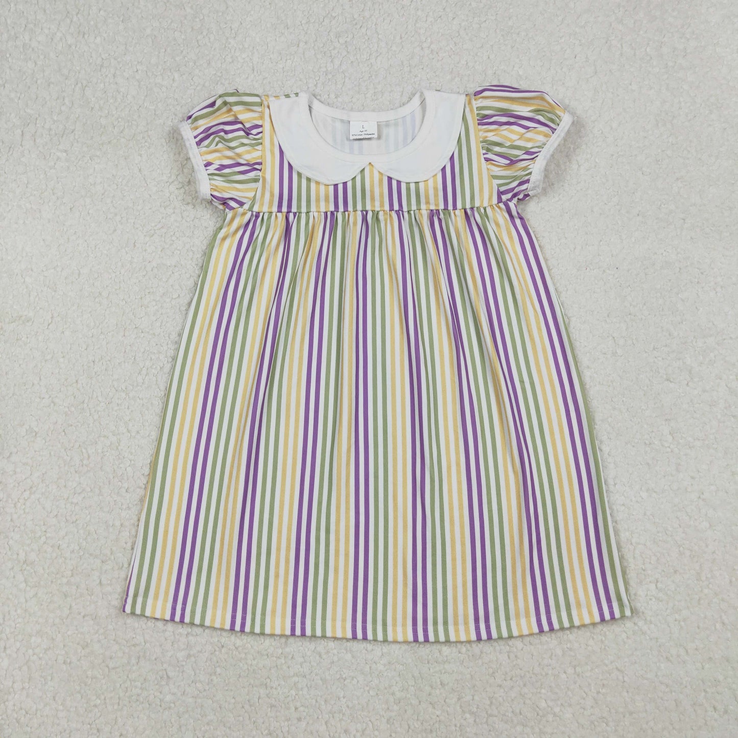 purple green gold stripes mardi gras baby girl dress