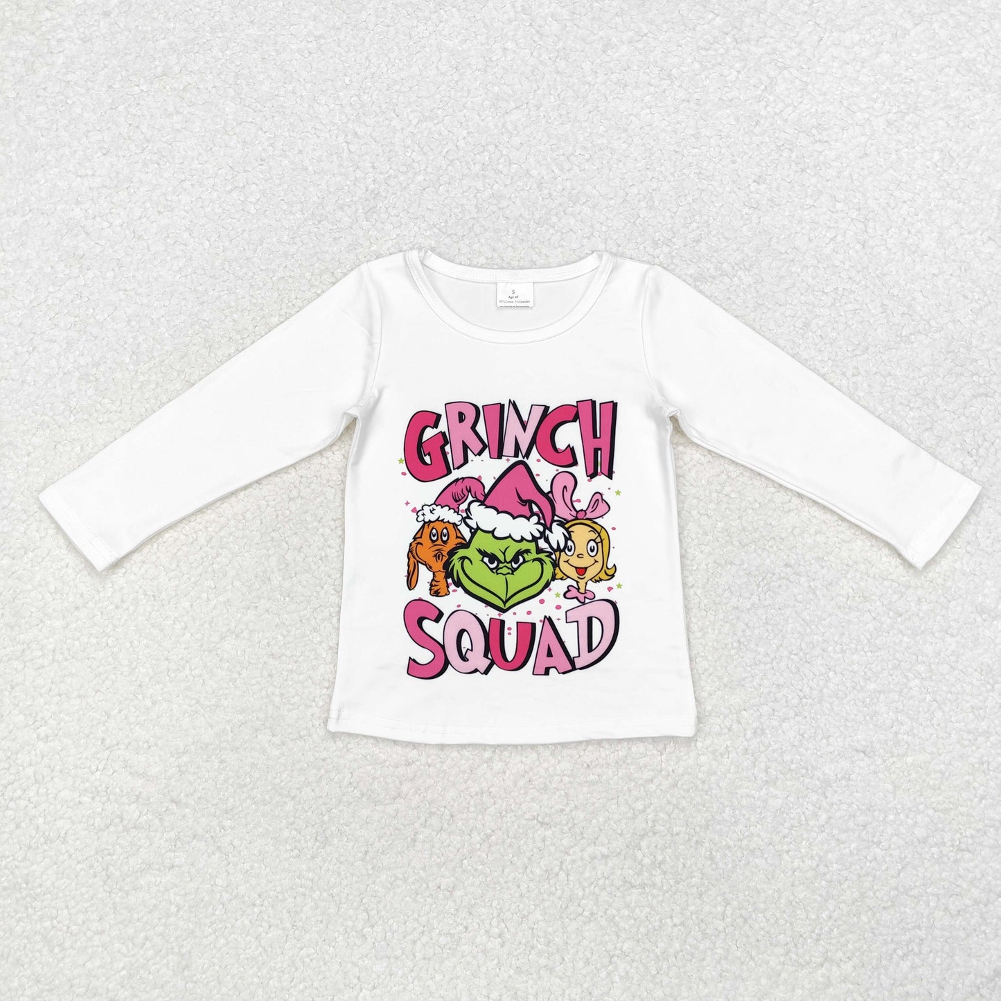 baby girl grinch squad pullover shirt white