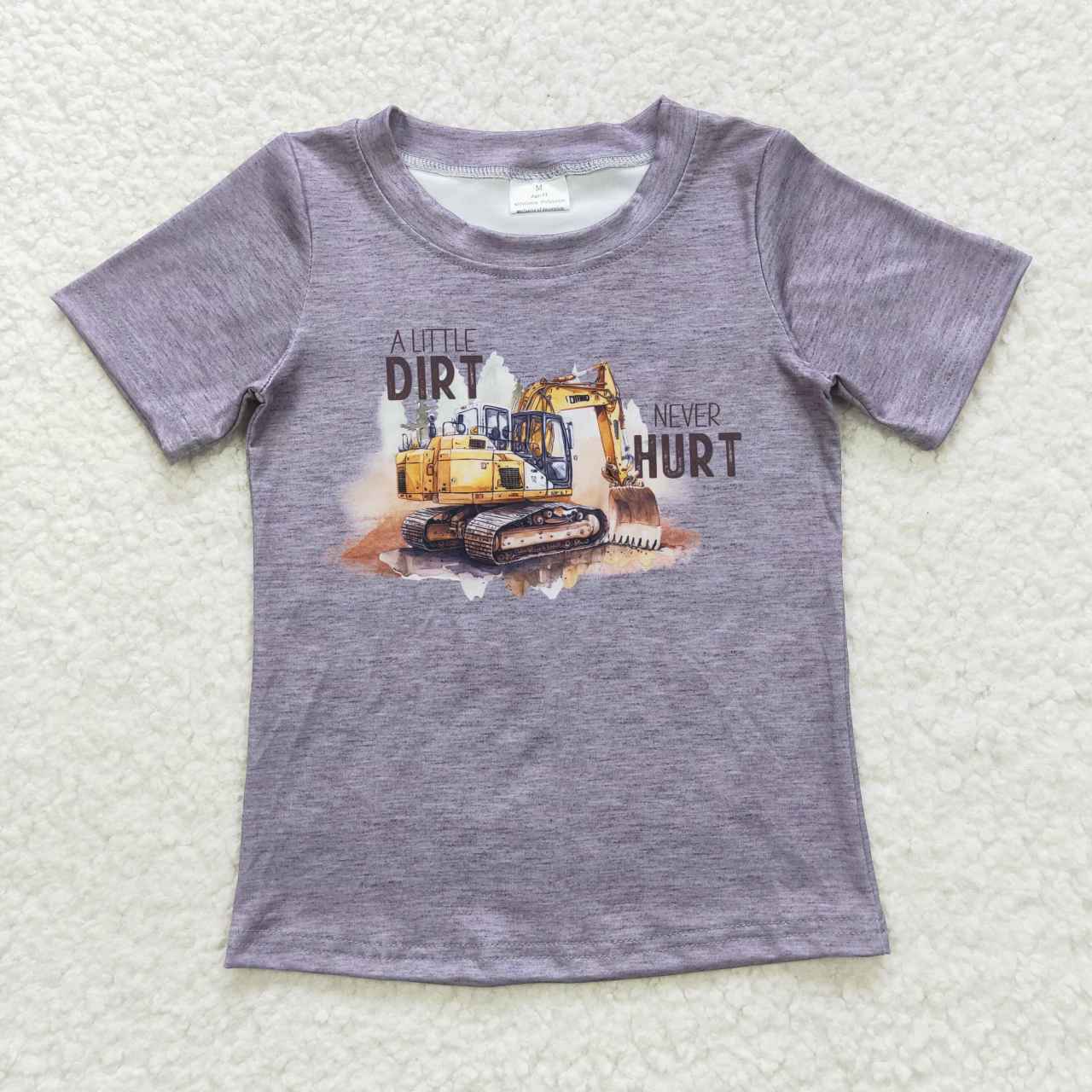 gray boy a lit dirt never hurt excavator print t shirt