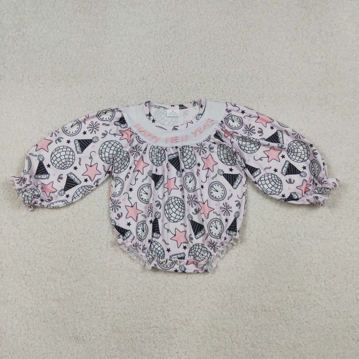 happy new year embroidery smock bubble
