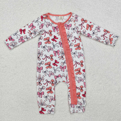 LR1905 USA Warehouse Bow Coquette Ruffle Zip Sleeper