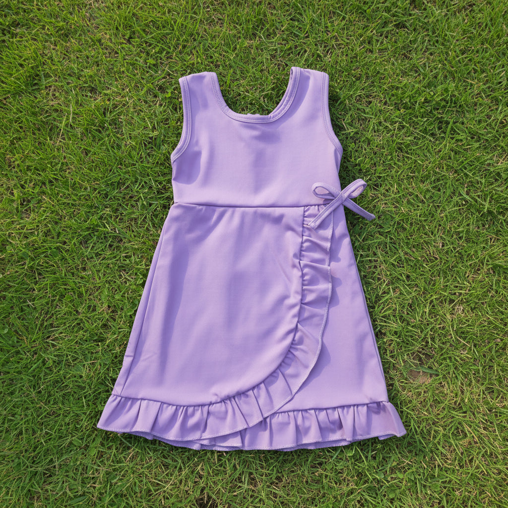 solid purple ruffle athletic dress