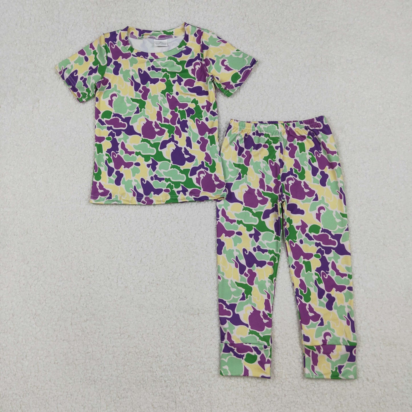 short sleeve mardi gras camo pajama set