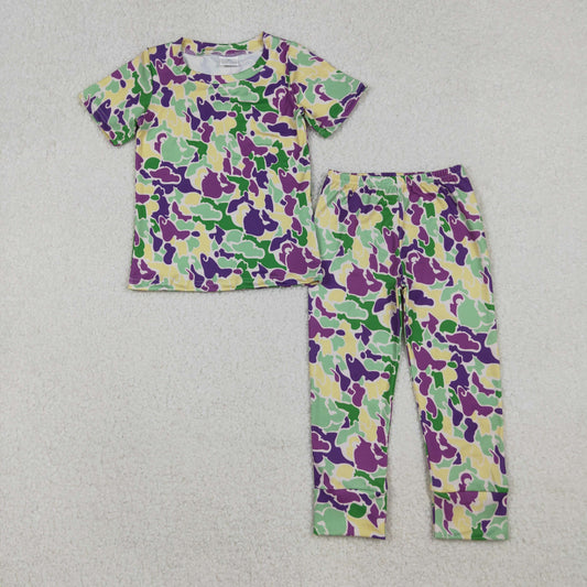 short sleeve mardi gras camo pajama set