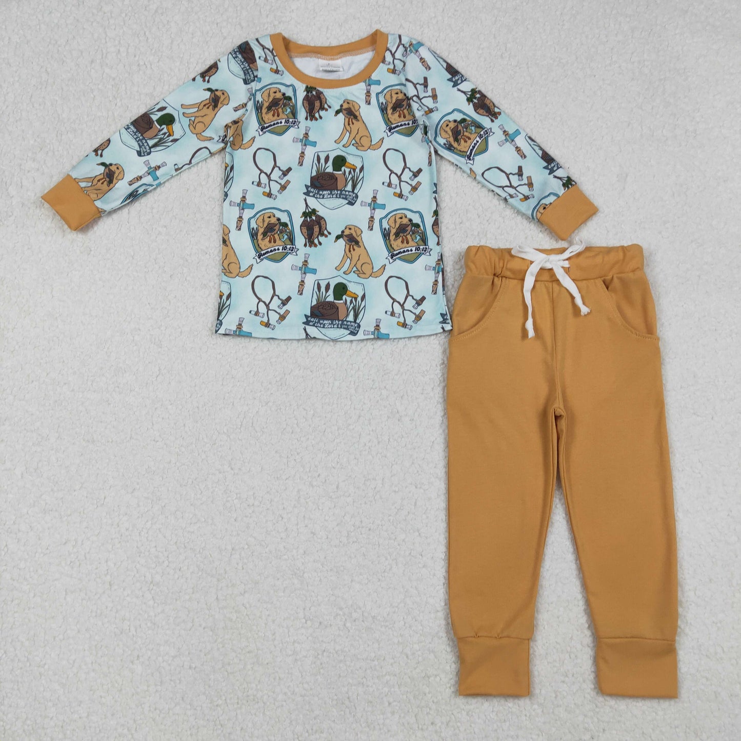 embroidered hunting jogger set fall baby boy clothes