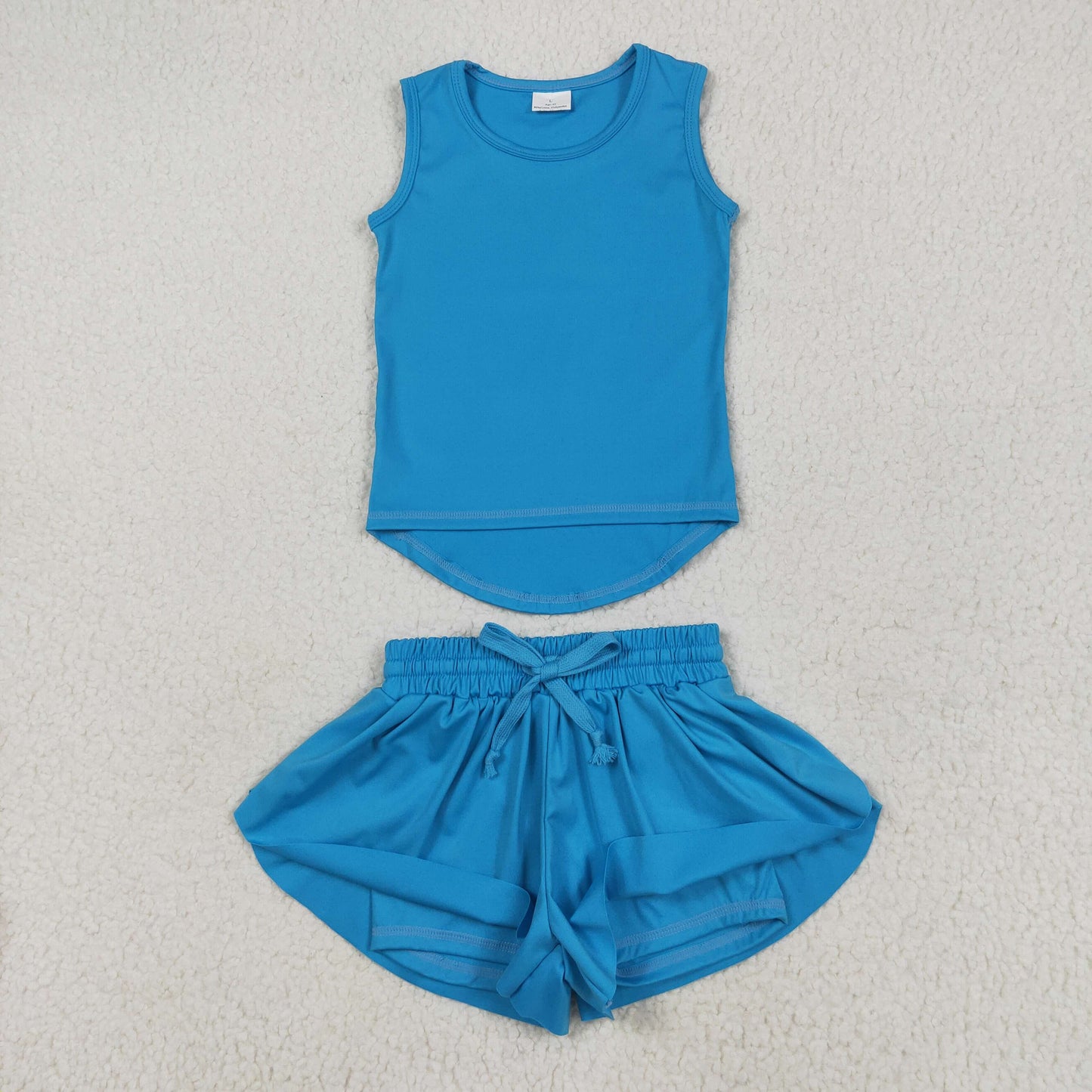 blue tank athletic skort shorts set