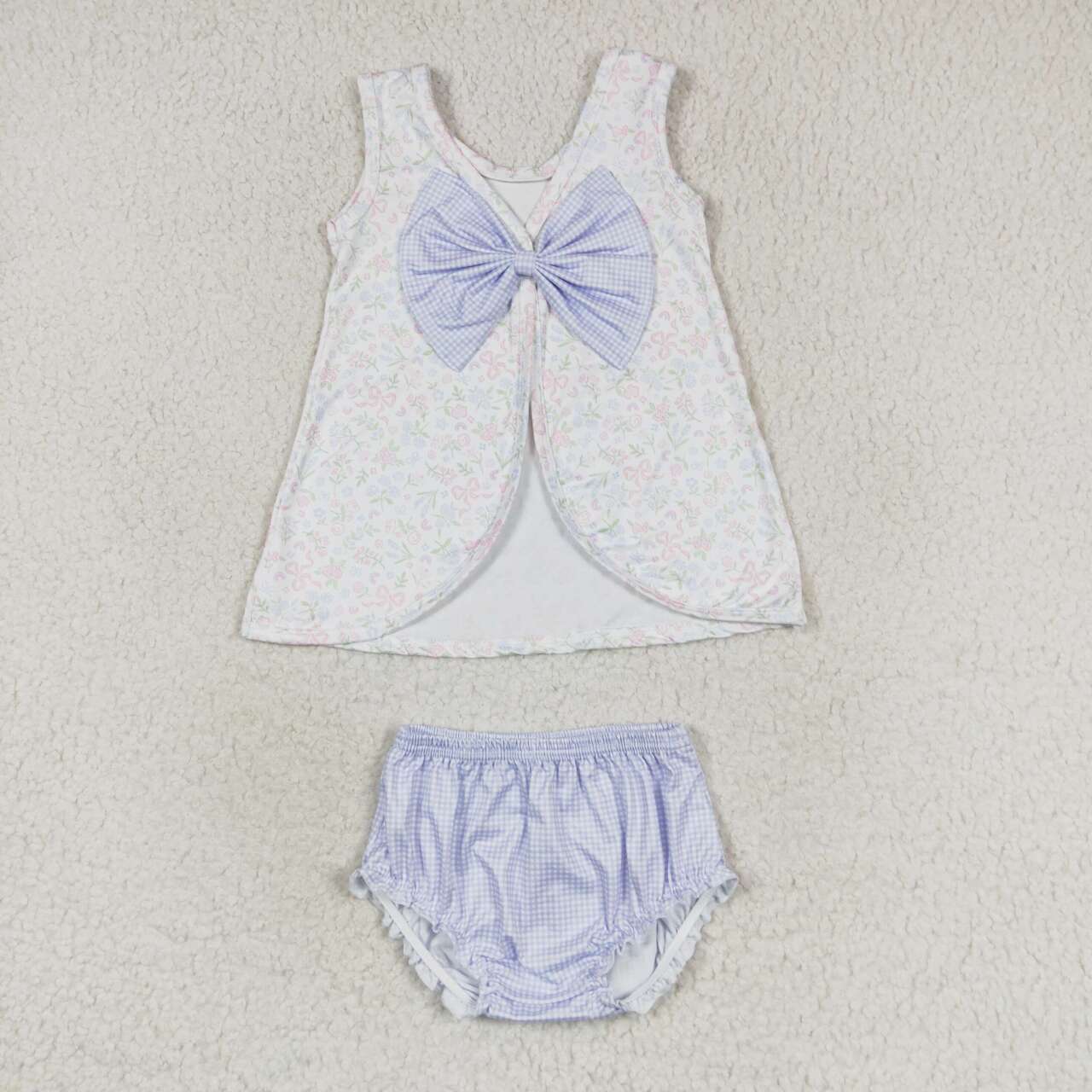 sleeveless bows floral bummie set