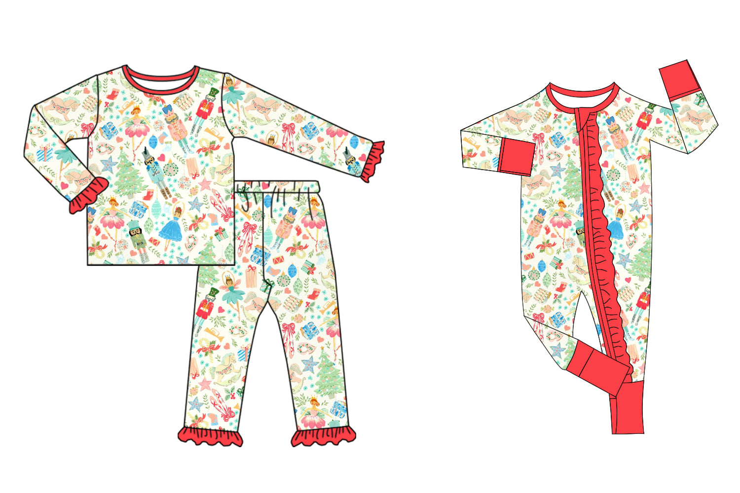TAT 6-7 weeks MOQ 3 each nutcracker&ballet print kids pajamas
