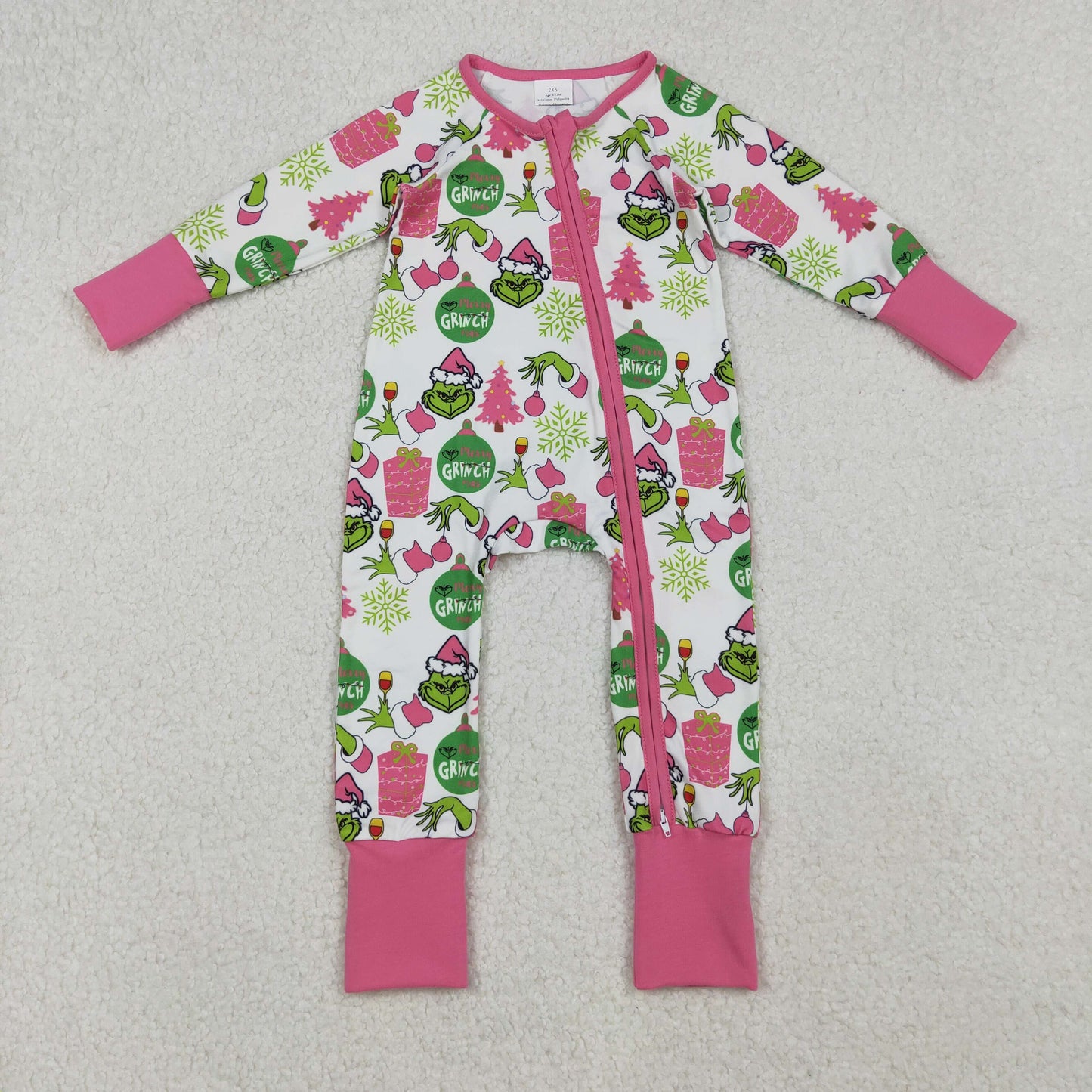 merry gri*ch Christmas baby girl zip sleeper