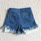 NC0003 USA Warehouse Star Stripe 4th of July Girl Denim Shorts