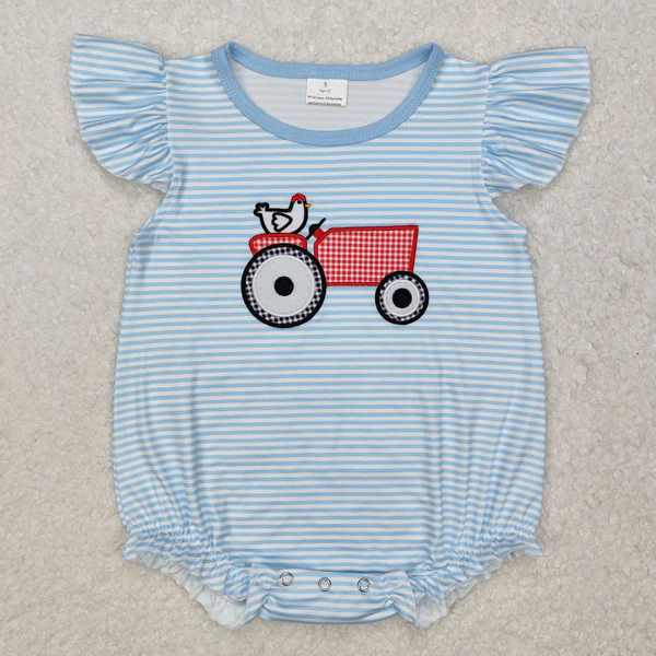 Chicken Tractor Embroidery Kids Sibling Clothing