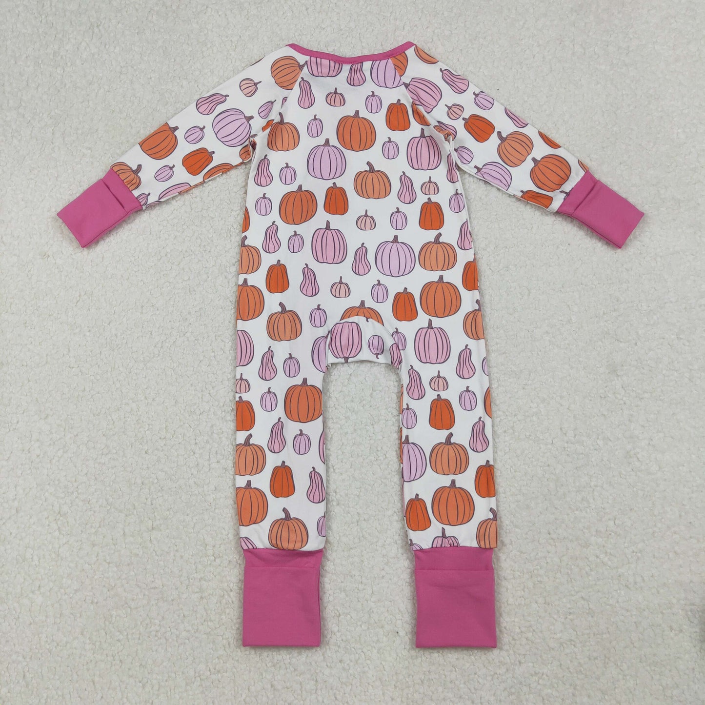 long sleeve pink pumpkin zipper sleeper