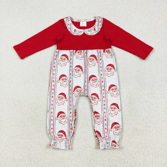 Christmas baby girl red long sleeve santa romper