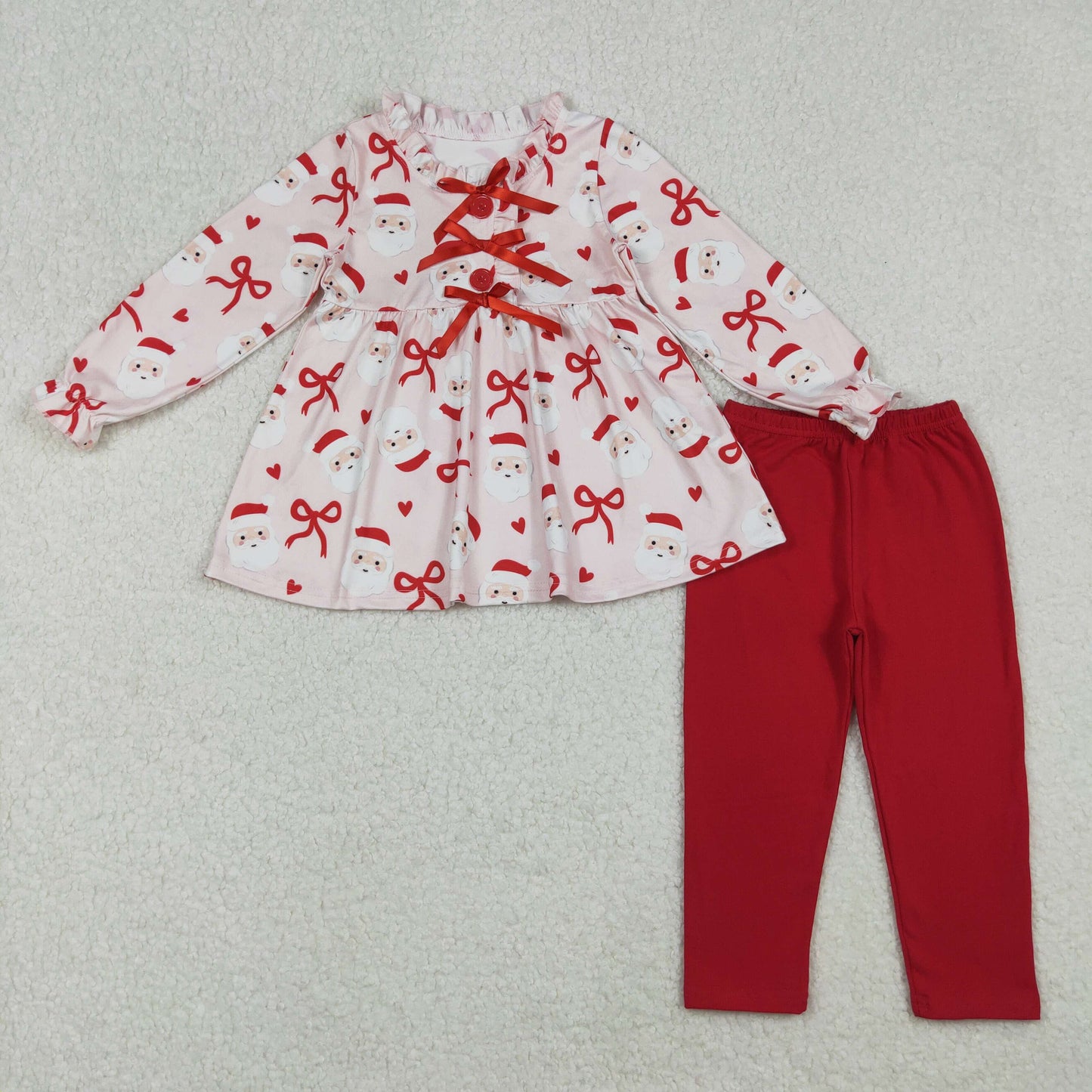red bow santa legging set christmas girl outfit