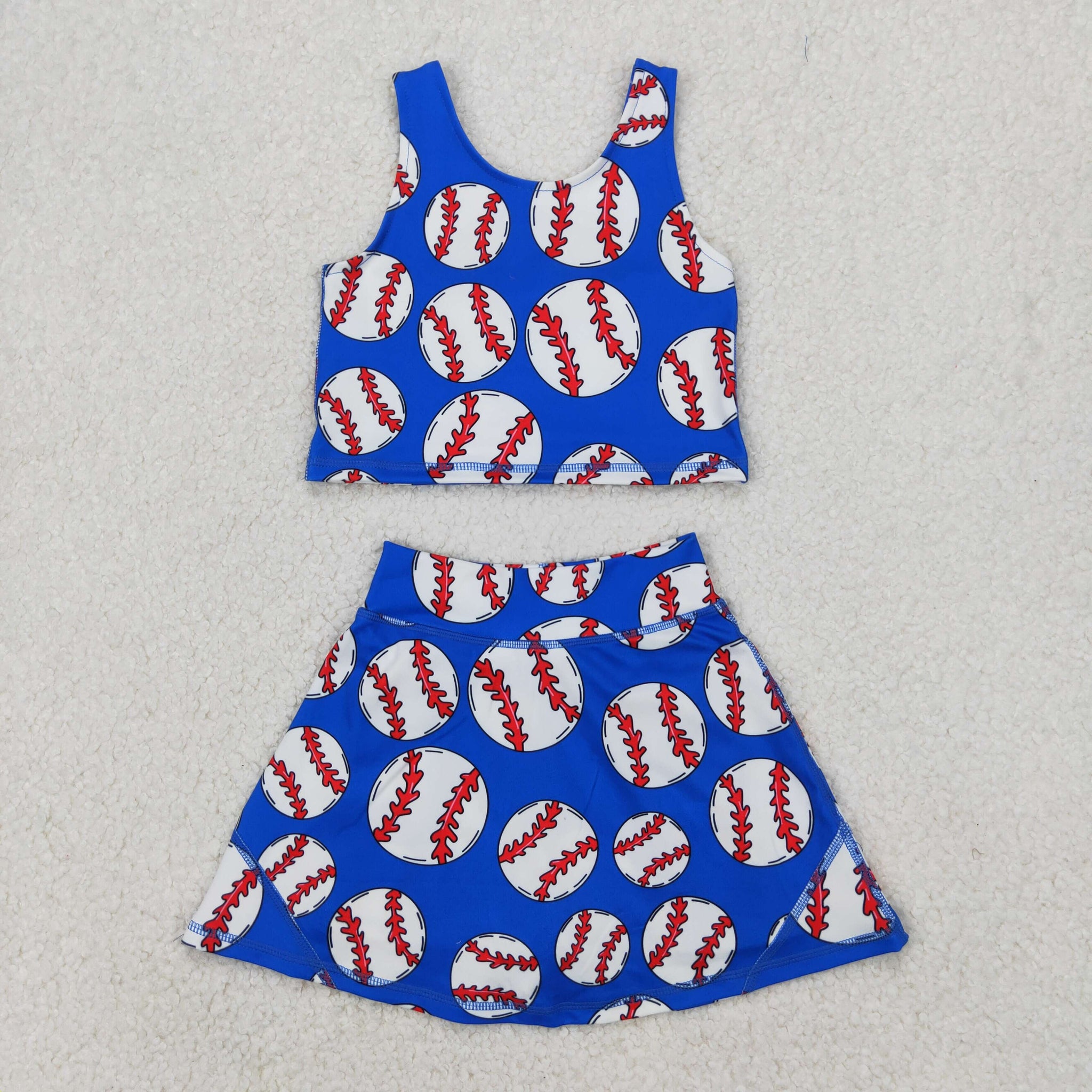 baseball two pieces athletic skort dress set