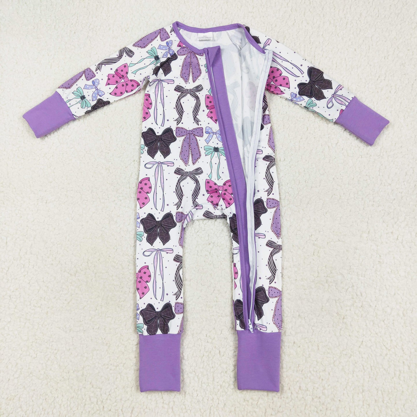 long sleeve Halloween bow coquette zip sleeper