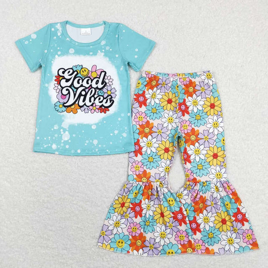 good vibes smile sunflower girls pants set outfit