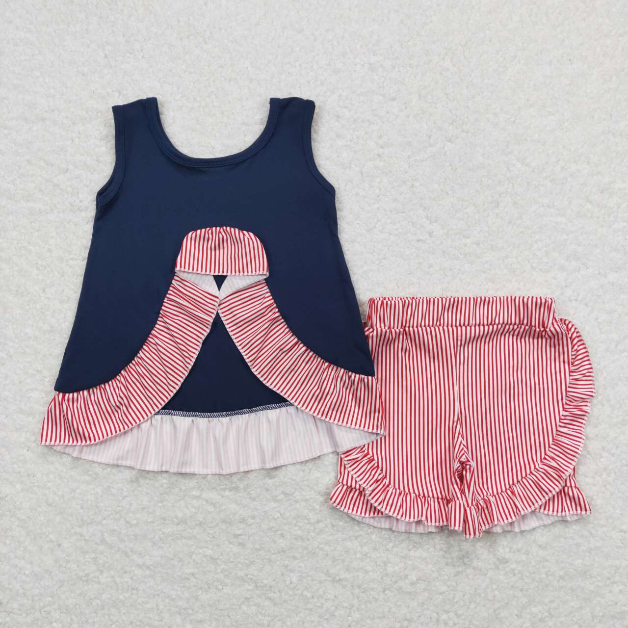 backless baseball embroidery girl shorts set