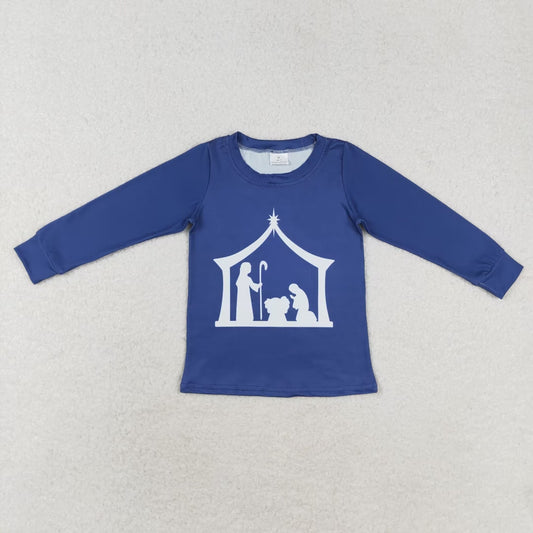 navy nativity pullover shirt