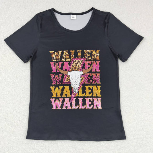 Adult wallen letters black t-shirt