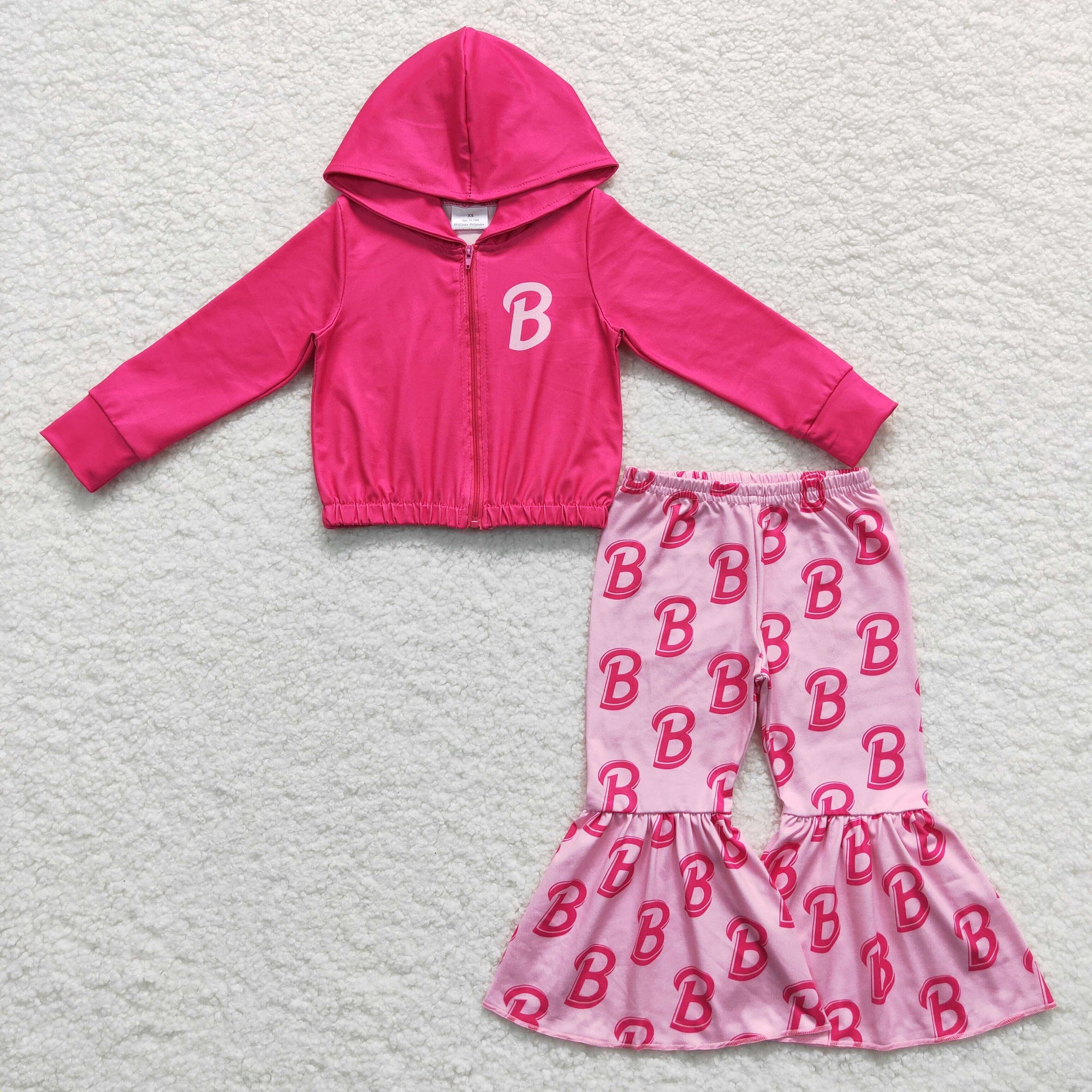 barbie zip hoodie top bell bottom outfit girls clothing