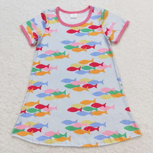 colorful fish print t shirt dress